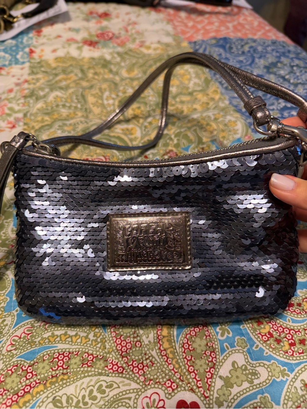 Coach Poppy Sequin Shoulder Bag - Metallic blue